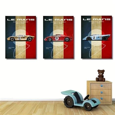 Framed 3pcs Le Mans Canvas Prints Carrera Pan American Nuremberg Ring