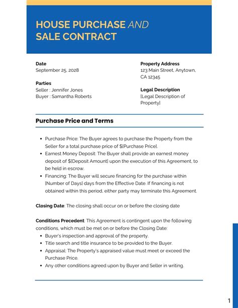 Minimalist House Purchase And Sale Contract Template Venngage