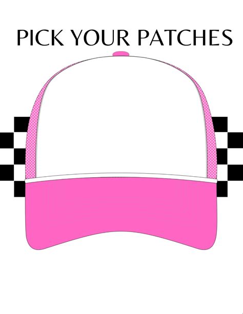 Trucker Hat Design Template for Trucker Hat Bar Pink Design Patch Layout Printable - Etsy