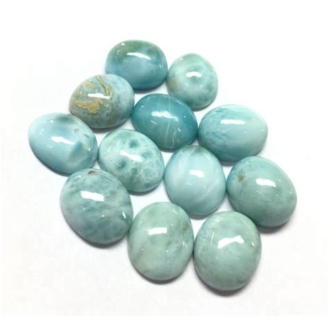 Natural Larimar Oval Cabochon Flat Back Loose Gemstones X X X X