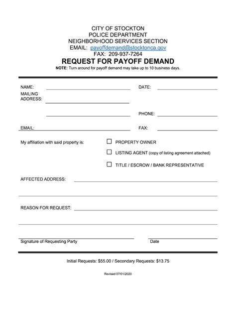 Fillable Online Request Form For Payoff Demand Fax Email Print Pdffiller