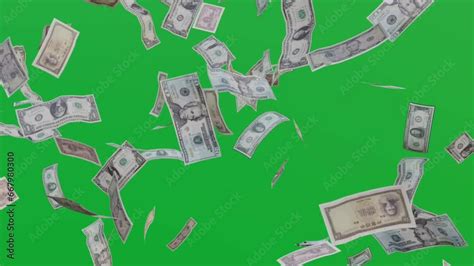 Dollar Bills Green Screen Rain Effects 3D Animation Money Rain