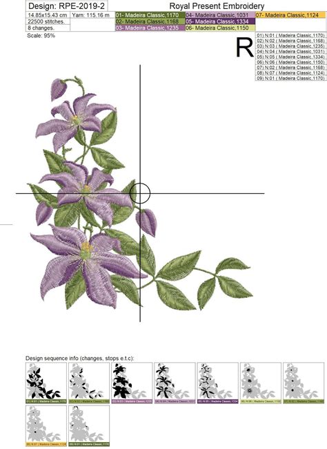 Clematis Corner Machine Embroidery Design Sizes Etsy