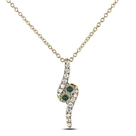 0 14 CTW Green Sapphire Diamond Pendant In Yellow Gold Lugaro