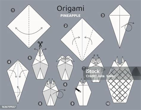 Schéma Dorigami Dananas Tutoriel Modèle En Mouvement Origami Pour