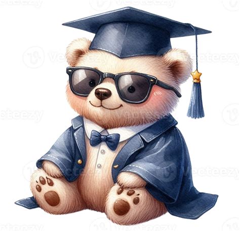 Aigenerated Bear Wearing A Graduation Cap And Gown 43253222 Png