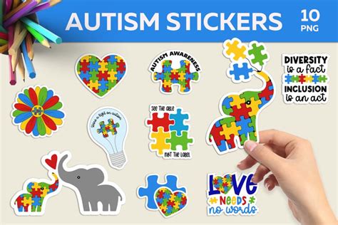 Autism awareness stickers bundle, Stickers autism