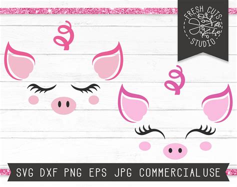 Pig Svg Pig Faces Svg Cut File For Cricut Farm Svg Girl Pig Etsy