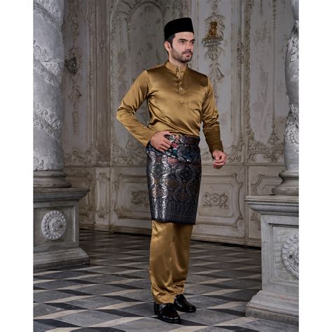 Luvla X Hombre Baju Melayu Tailored Fit Royal Satin Minimal