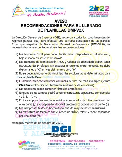 Dgi Nicaragua On Twitter Estimado Contribuyente Se Publico Aviso