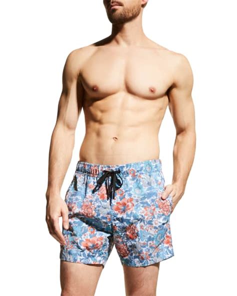 Onia Men S Charles 5 Floral Print Swim Trunks Neiman Marcus