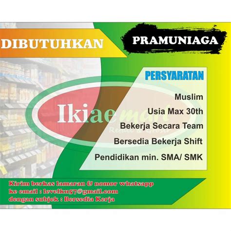 Lowongan Kerja Juni Pramuniaga Ikiae Mart Di Solo Info Loker Solo