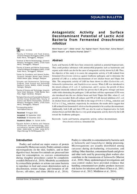 PDF Antagonistic Activity And Surface Decontaminant Potential Of