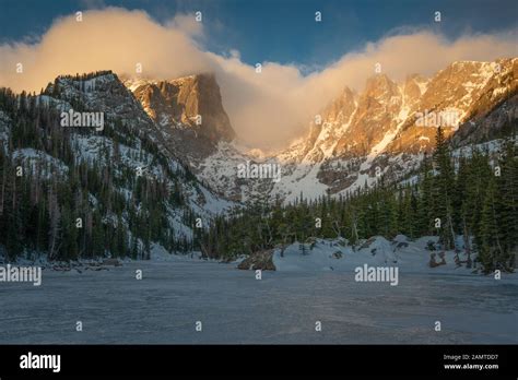 Frozen Dream Lake And Hallett Peak At Sunrise Rocky Mountain National