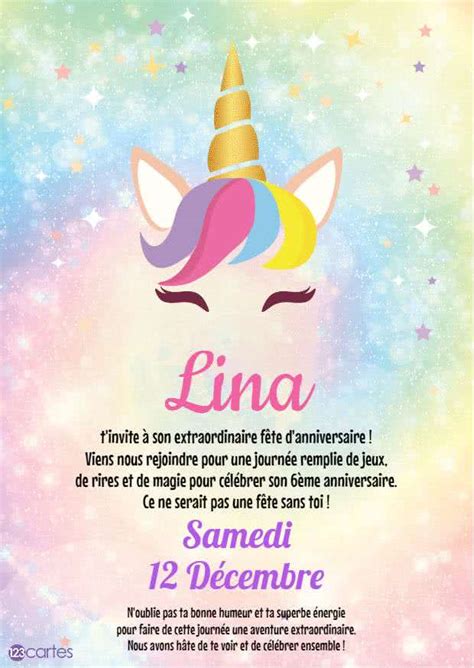 Invitations Anniversaire Licorne Gratuites Imprimer Cartes