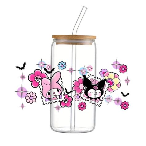 Sanrio Cartoon Kuromi With My Melody Uv Dtf Transfer Sticker Waterproof