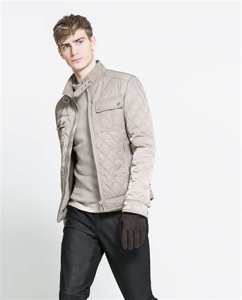 Zara Quilted Jacket In Natural For Men Lyst