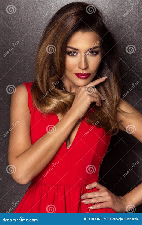Sensual Brunette Woman With Long Curly Hair Stock Image Image Of Caucasian Beautiful