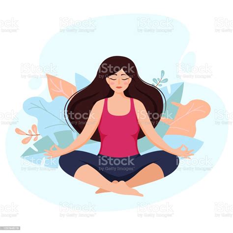 Beautiful Girl In Yoga Lotus Position Young Woman Practice Meditation