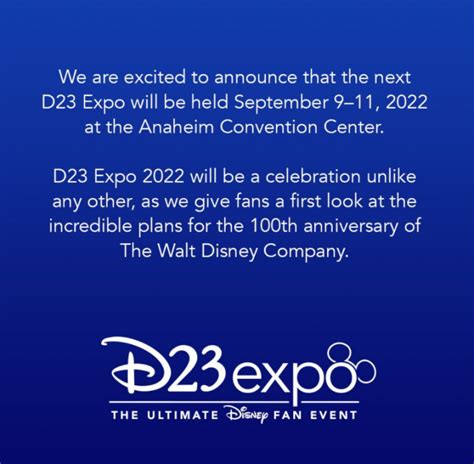 D23 Expo Announces The Next Expo Date In 2022