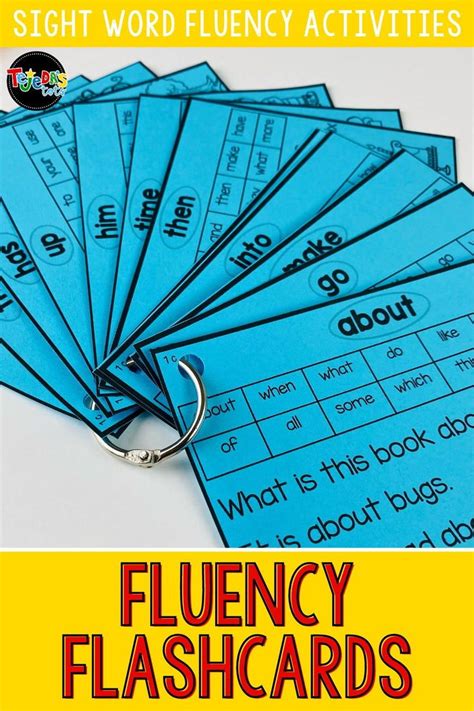 Sight Words Fluency Flashcards Activities High Frequency FRY Words