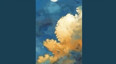 Premium AI Image | A painting of a moon and clouds with the moon in the ...