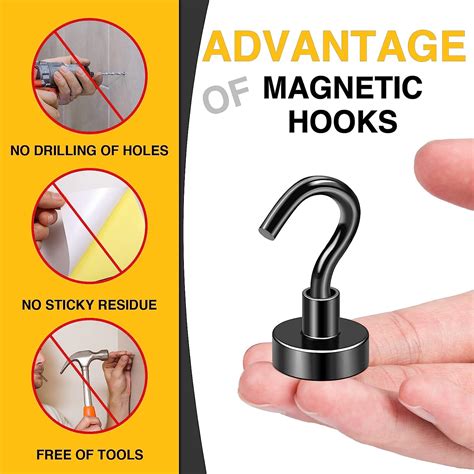 Buy DIYMAG Black Magnetic Hooks 22Lbs Heavy Duty Rare Earth Neodymium