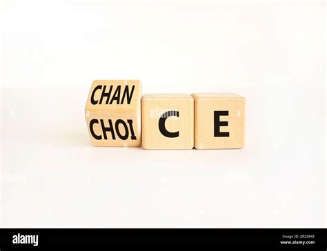 Choice And Chance Symbol Businessman Turns Wooden Cubes And Changes