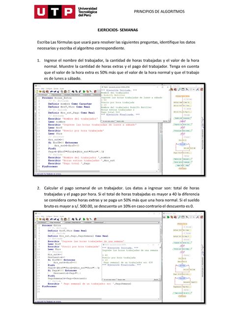 Ejercicios Semana 6 2021 Te Ayudara Mucho Principios De Algoritmos