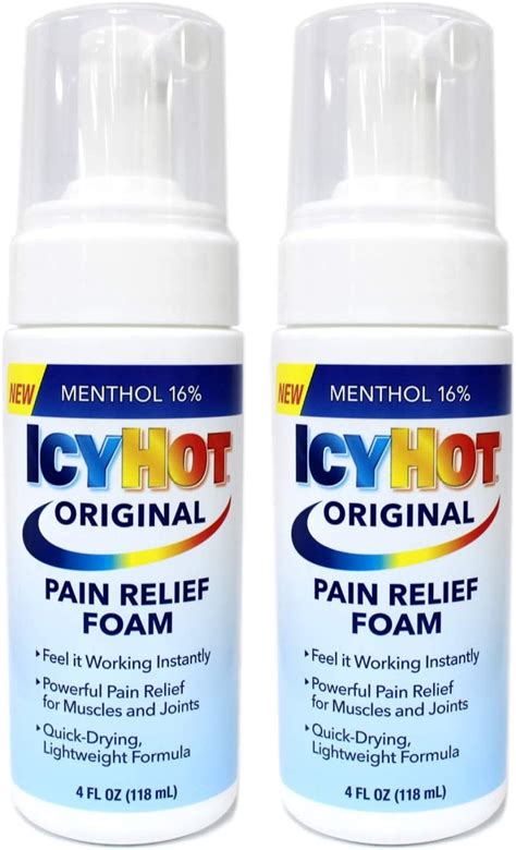 Icy Hot Original Pain Relief Foam 16 Menthol 4 Fl Oz Pack Of 2