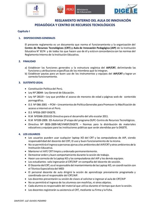 Reglamento Interno AIP CRT 2015 PDF