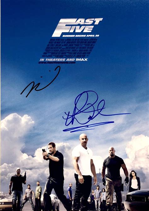 Paul Walker Vin Diesel Autograph Signed Fast And Furious Photo