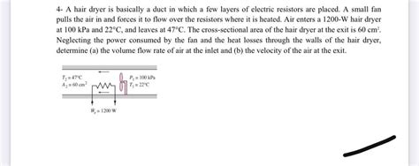 Solved A Hair Dryer Is Basically A Duct In Which A Few Chegg