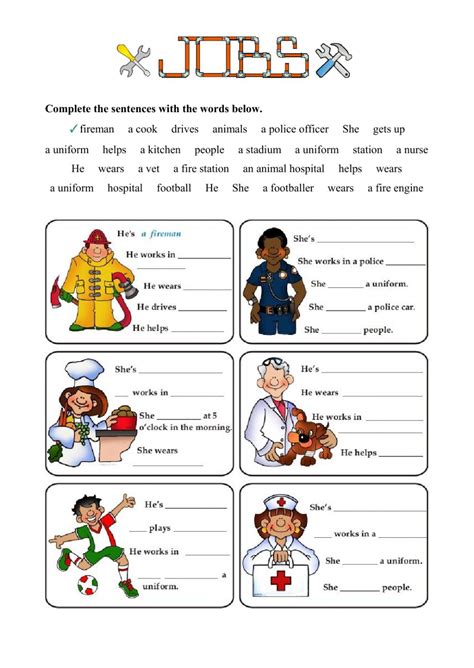 Occupations Worksheets Pdf