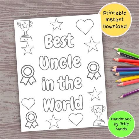 Best Uncle Printable Coloring Page For Kids Cute Handmade Fathers Day