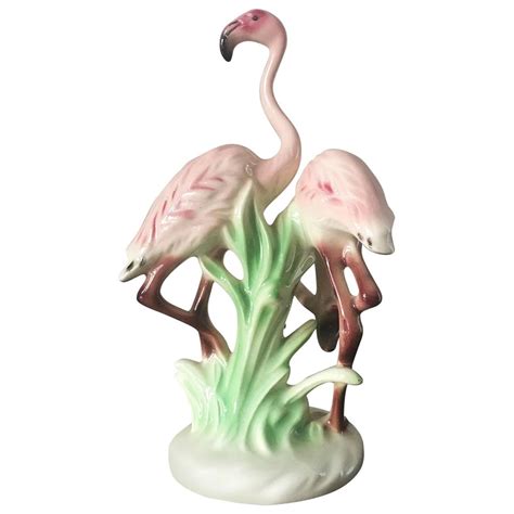 Vintage Double Pink Flamingo Figurine For Sale At Stdibs Glass