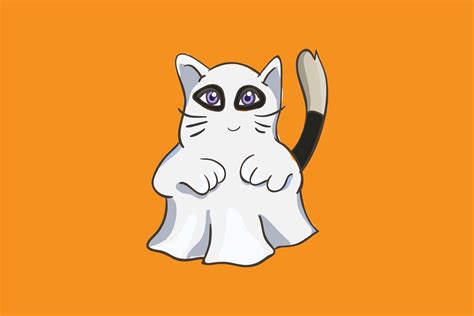 Halloween cat with ghost costume By Red Sugar Design | TheHungryJPEG