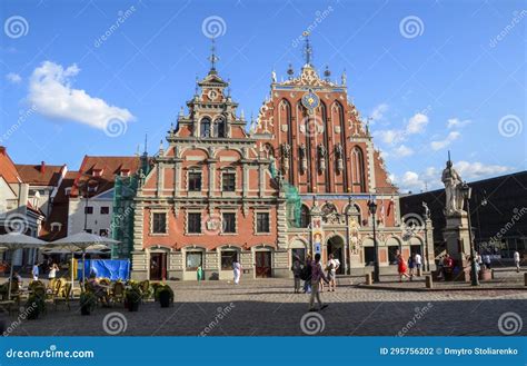 House Of The Blackheads At Town Hall Square In The Center Of Old Riga