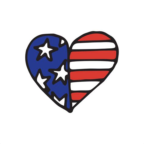 Vector Drawing In Doodle Style Usa Flag Simple Illustration Cartoon