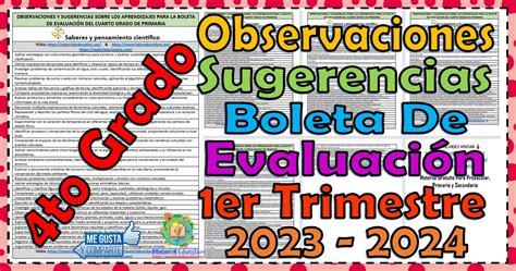 Observaciones y sugerencias para la boleta de evaluación del cuarto