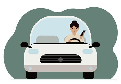 Mulher usando smartphone enquanto dirige um carro perigo de condução