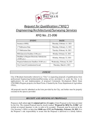 Fillable Online Request For Qualifications Rfq Planning And Design