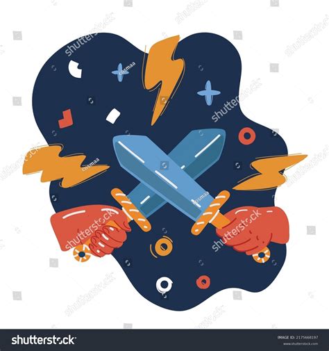 Cartoon Vector Illuatration Two Hand Fighting Stock Vector Royalty