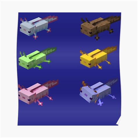 Minecraft Axolotls Pack Poster For Sale By Geovagoodwin Redbubble