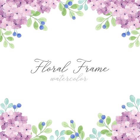 Hydrangea Floral Frame Premium Vector