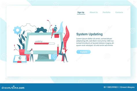 System Update Maintenance Process Man And Woman With Devices Loading