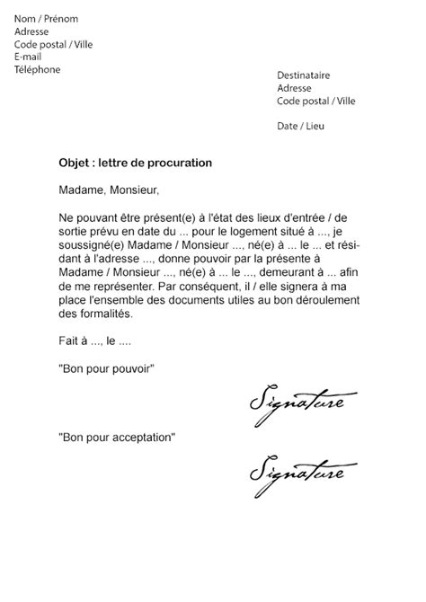 Lettre De Procuration Tat Des Lieux Mod Le De Lettre