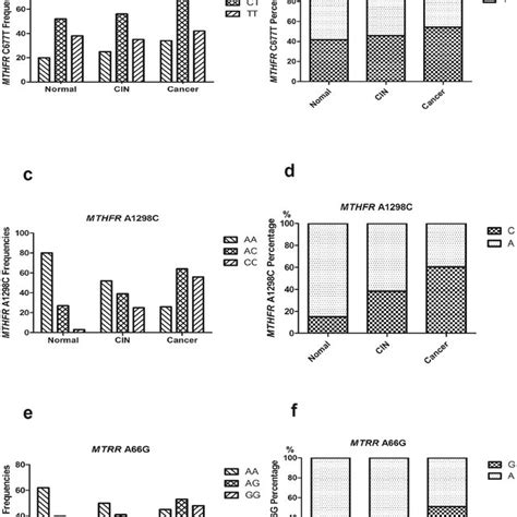 Distribution Of Mthfr C677t A1298c And Mtrr A66g Genotypes A