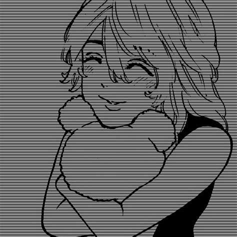 A Black And White Drawing Of A Girl With Her Hand On Her Shoulder