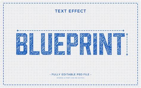 Premium Psd Blue Print Text Design